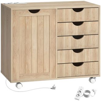 HOMCOM Mueble para impresora 78 x 40 x 65.5 cm madera natural