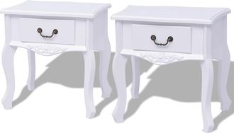 vidaXL Mesitas De Noche 2 Unidades Mdf Blanca Vidaxl