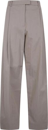 Magda Butrym Wide Leg Pleated Broeken - Dames - Wijde Broeken - Bruin - XS - Broeken
