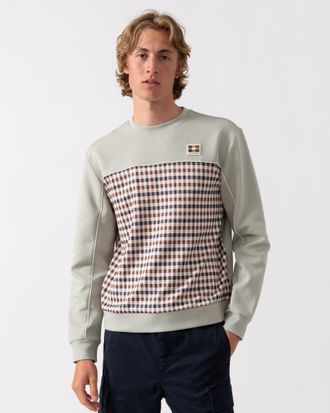 Aquascutum Mens Crewneck Sweatshirt in Light Grey Cotton - Size X-Large