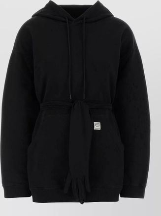 Maison Margiela cotton mini sweatshirt dress hood waist tie