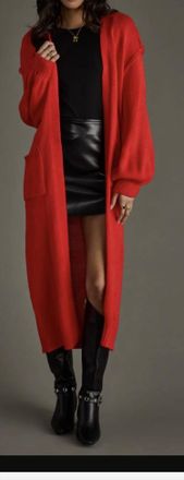Panache Duster Cardigan In Red