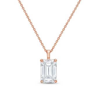 Diana M. Jewels 14kt rose gold lab grown emerald cut diamond pendant weighing 1.00 ct on a solid bail