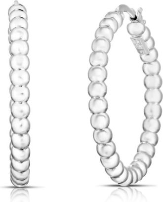 Roberto Coin Roberto Coin 18K White Gold Designer Gold Medium Bead Hoop Earrings
