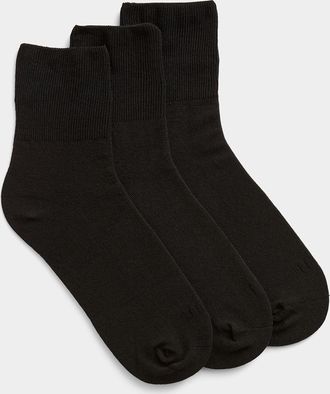 Hue Womens Finely-ribbed edging solid ankle socks 3-pack