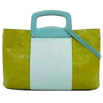 Ferragamo Pre-owned Handbags, female, Green, Size: ONE SIZE Pre-owned Leather handbags