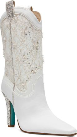 Betsey Johnson Bruno Western Boot in Ivory at Nordstrom, Size 5.5