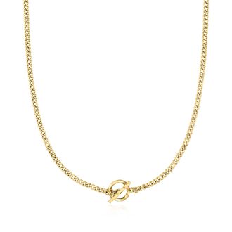 RS Pure by Ross-Simons Italian 18kt Gold Over Sterling Curb-Link Toggle Necklace
