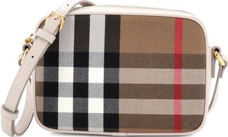 Burberry Borsa a tracolla piccola in tela con motivo Vintage Check - Toni neutri