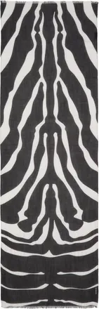 Akris Zepra Stripe Cashmere Scarf in Black-White at Nordstrom