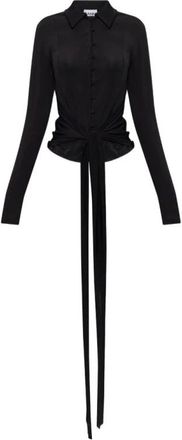 Ganni Blouses, female, Black, Size: XS Lace-up Waist Blouse