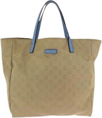 Gucci Pre-owned Nylon/Leather Shoulder Tote Bag - Dames - Vintage Shopper - Beige - ONE Size - Nylon - Vintage