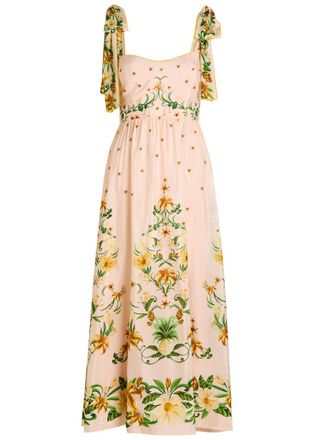 Farm Rio Botanical Beauty Floral Cotton-blend Midi Dress - Pink - S (UK8-10 / S)
