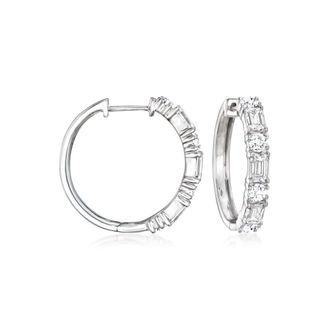 Ross-Simons Lab-Grown Diamond Hoop Earrings in Sterling Silver