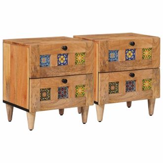vidaXL Armario De Noche Con Caj&oacute;n 2 Pcs Natural 40 X 33 X 46 Cm Vidaxl