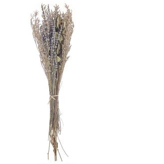 Beliani Ramo De Flores Secas Violeta Verde Natural Marr&oacute;n 70 Cm Envuelto En Papel Nawarra