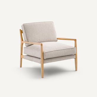 AM.PM Armstoel van massief eiken en gem&ecirc;leerde katoenen stof, DILMA