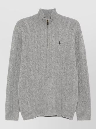 Polo Ralph Lauren cable-knit wool-cashmere quarter-zip jumper
