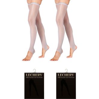 Lechery 2 Pairs of Glossy Stirrup Thigh Highs in Grey at Nordstrom, Size Small