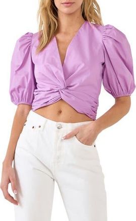 English Factory Puff Sleeve Crop Top in Lilac at Nordstrom Rack, Size X-Small