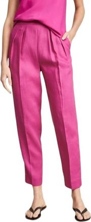 Theory Linen High Rise Pants Pleated Pop Pants In Pink