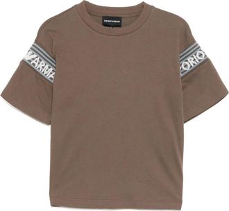 Emporio Armani crew-neck T-shirt - kids - Elastane/Cotton - 4 yrs - Brown