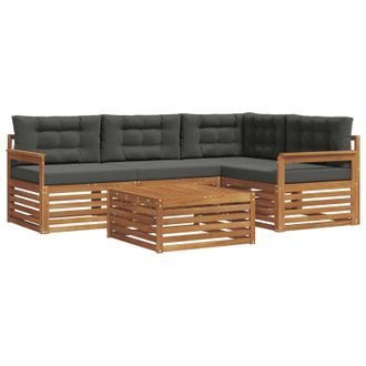 vidaXL Conjunto De Sof&aacute;s De Exterior 5 Pcs Natural Y Antracita Vidaxl