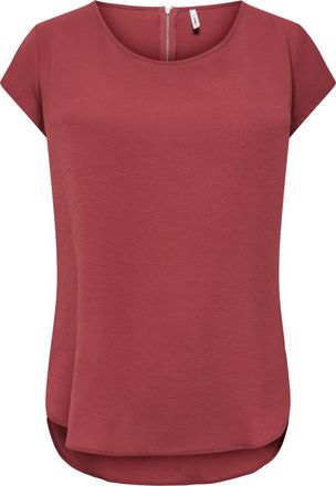 Only Kurzarmbluse ONLY ONLVIC - feminines Blusenshirt in lockerer Form, Damen, Gr. 34, spiced apple, Web, Obermaterial: 97% Polyester, 3% Elasthan, unifarb