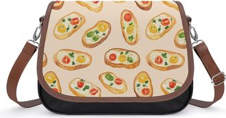 Generic Crostini Pattern Womens Crossbody Bag Fashion Shoulder Handbags Message Tote Bag with Adjustable Strap