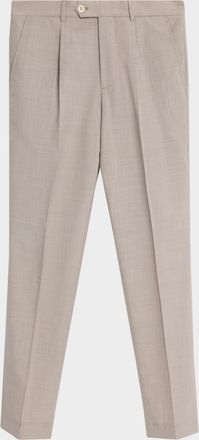 Brunello Cucinelli Mens Virgin Wool Leisure-Fit Pleated Trousers