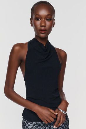 Esth&eacute; Open-Back Fringed Halter Top