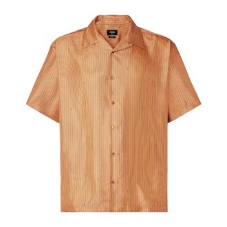 Fendi Silk Shirt - male - Fendi - Short Sleeve Shirts - Orange - XL - Shirts