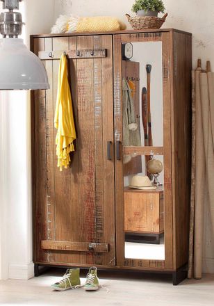 HOME AFFAIRE Garderobenschrank »Santos« mit besonderen Türfronten und Spiegel, viel Stauraum, Höhe 180 cm