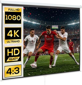 HOMCOM Homcom Pantalla De Proyector Manual 120 Pulgadas, Pantalla De Proyecci&oacute;n, Formato 4:3/16:9, Para Interior Y Exterior, Cine En Casa, 244x183 Cm, Blanco