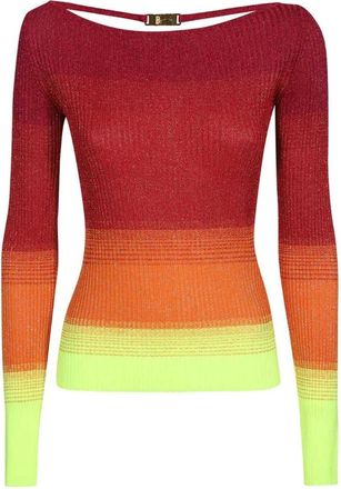 GCDS Geribbelde crew-neck lurex trui - Dames - Ronde hals truien - Veelkleurig - L - Polyester - Truien & Vesten