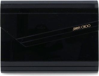 Jimmy Choo London Candy Black Ribbed Panel Chain Strap Asymmetric Clutch