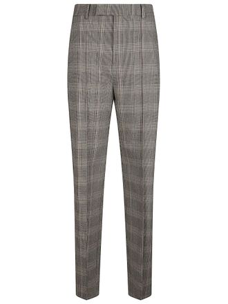 Patrizia Pepe Plaid Wide-Leg Pants with Tailored Fit and Mid-Rise Waist