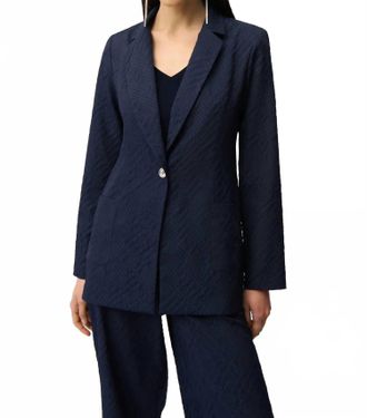 Joseph Ribkoff Geometric Textured Blazer Jacket In Midnight Blue