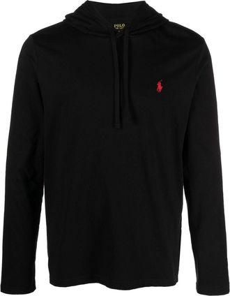 Polo Ralph Lauren Polo Pony-embroidered cotton hoodie - men - Cotton - S - Black