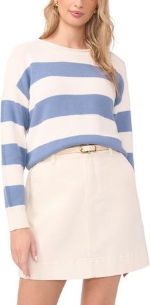 Vince Camuto Stripe Roll Neck Sweater in Blue Shadow at Nordstrom, Size X-Large