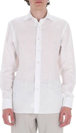 Borriello White Pure Linen Casual Shirt