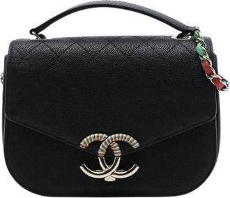 Chanel Pre-owned Quilted Caviar Leather Crossbody - Dames - Vintage Handtas - Zwart - ONE Size - Leer - Vintage
