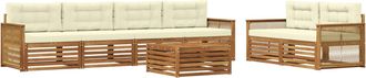 vidaXL Conjunto De Sof&aacute;s De Exterior 7 Uds. Natural Y Crema Vidaxl