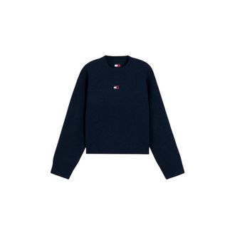 Tommy Jeans Fluffy Badge Trui - Dames - Truien - Blauw - Maat: 2XS Wol
