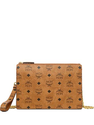 MCM monogram wristlet clutch bag - women - Canvas/Microfibre/Suede - One Size - Neutrals