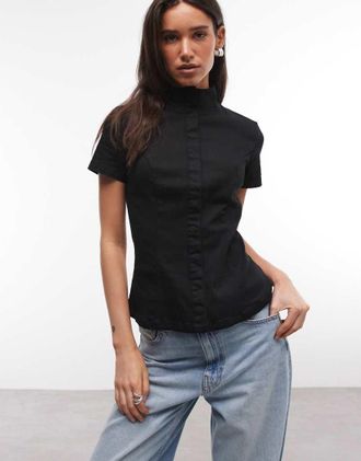 Weekday Top strutturato nero con bottoni