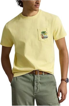 Polo Ralph Lauren T-shirt met geborduurde zak - Heren - T-shirts - Geel - S - Katoen - Tops