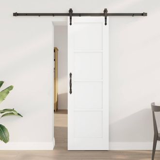 Berkfield Home Sliding Door with Hardware Set White 61x198.5 cm Solid Wood Pine