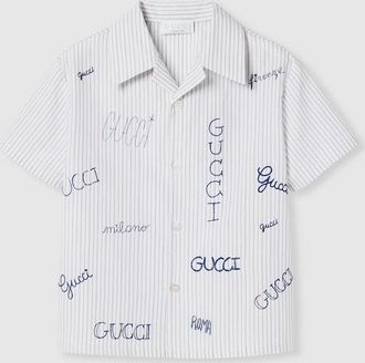 Gucci Kids - Embroidered Muslin Shirt, Size 10 years, White, Ready-to-wear