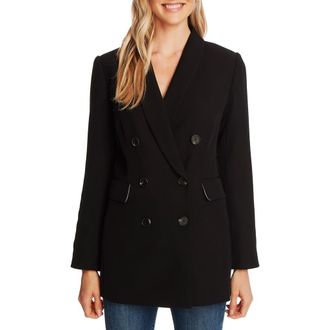 CeCe by Cynthia Steffe Double Breasted Twill Blazer in Rich Black at Nordstrom, Size 10